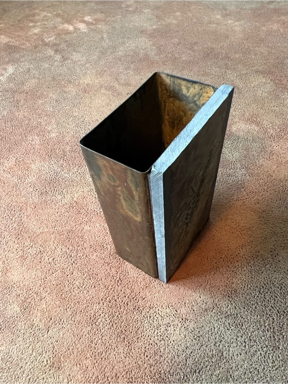 Handcrafted Antique Metal Accent Box with pinecone imprint